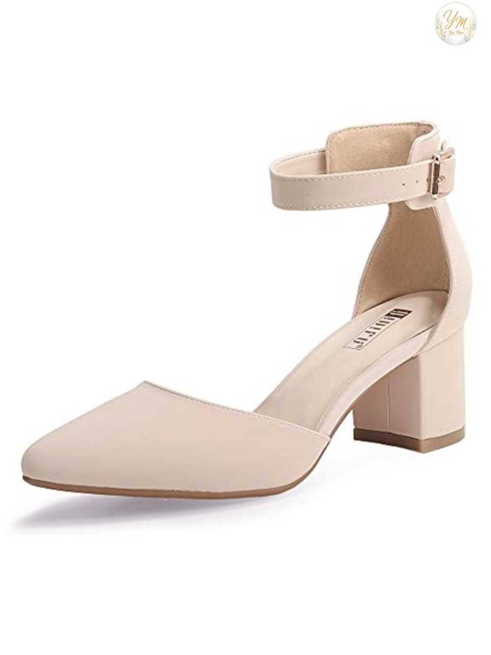 Womens D'Orsay Pumps Low Block Heels Ankle Strap Pointed Toe 2 Inch